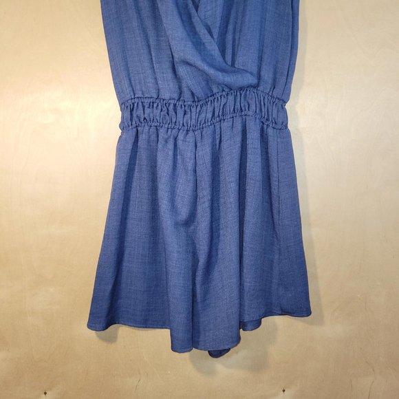 West Kei Blue V Neck Elastic Waist Shorts Romper Women Size S - Picture 10 of 10